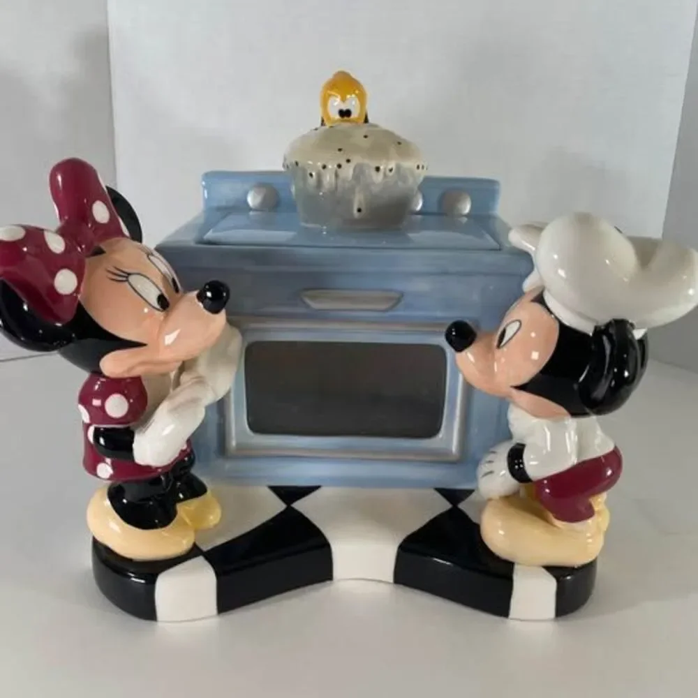 Disney Mickey Minnie Mouse Pluto Cookie Jar Blue Oven Ceramic Disney Direct